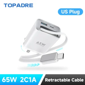 65W Wall Charger with Retractable USB-C