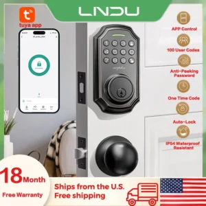 ARPHA Door Lock Front Doors Handle Set Bluetooth Tuya Smart Door Lock With Tuya App PIN Code or Key Unlock One-Time Code Waterproof Smart Home Door Lock Outdoor Indoor